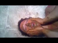 Drunk whore gets poured on by shit